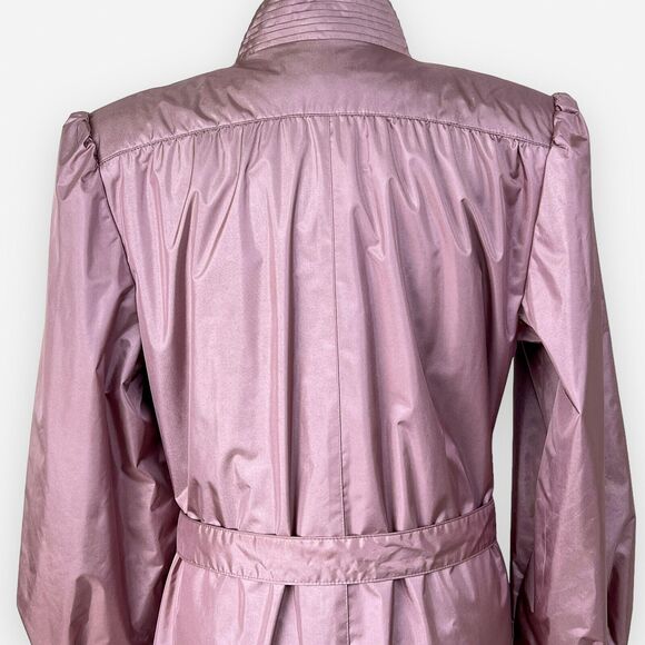 Vintage Changing Scene Rain Coat Belt Size 18 Zip Out Quilted Liner Shiny Fabric - Picture 10 of 16